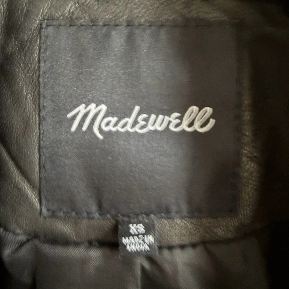 Madewell Washed Leather Black Motorcycle Biker Jacket Size XS NWOT Never Worn - Picture 13 of 14